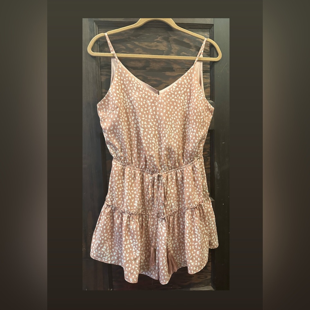 She + Sky Pink and White Romper